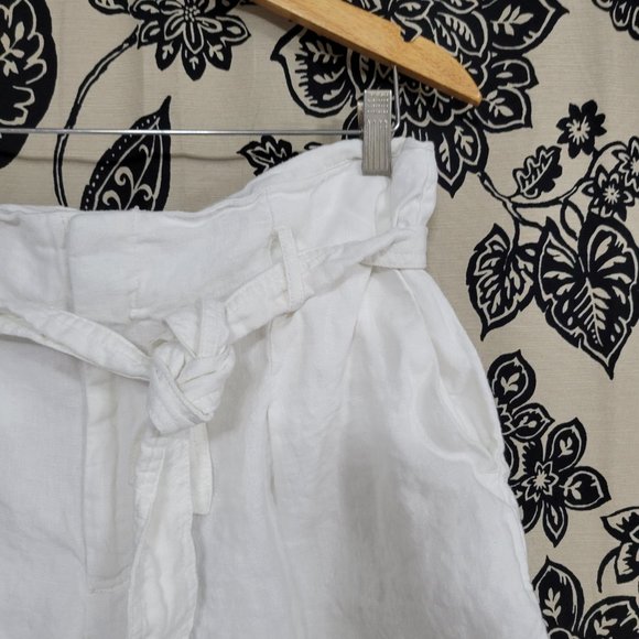 Lauren Ralph Lauren 100% Linen White Shorts With Tie Belt Size 12 - Picture 5 of 10